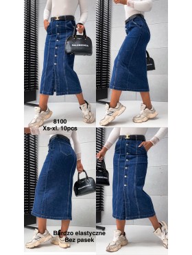 Spódnica długa Jeansowa damska  , size XS-XL. paczka 10szt,