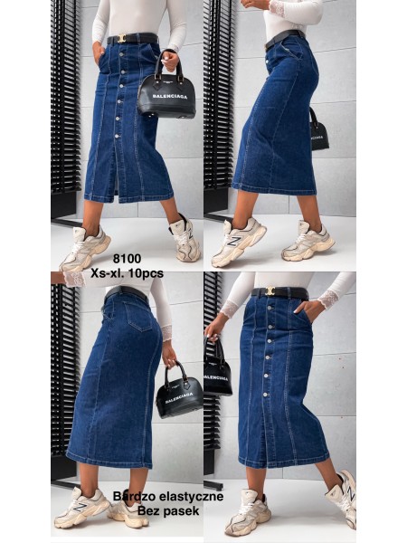 Spódnica długa Jeansowa damska  , size XS-XL. paczka 10szt,