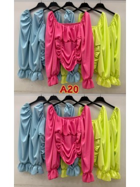 Bluzki damskie Włoskie , size uni, paczka 6szt,mix kolor