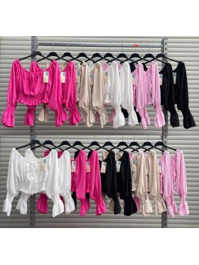 Bluzki damskie Włoski, size uni, paczka 6szt,Mix kolor