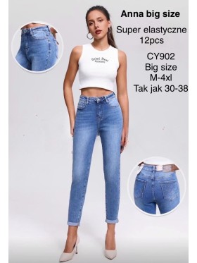 Jeansy damskie  ,size m-4xl, paczka 12szt,