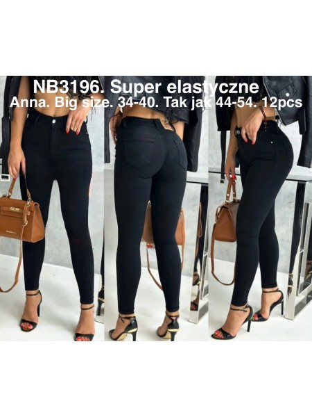Jeansy damskie  ,bigsize 34-40, paczka 12szt,