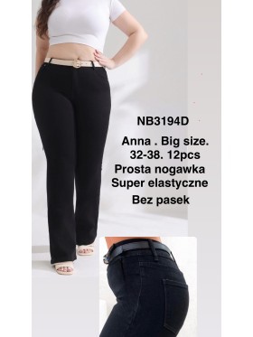 Jeansy damskie  ,size 32-38, paczka 12szt,