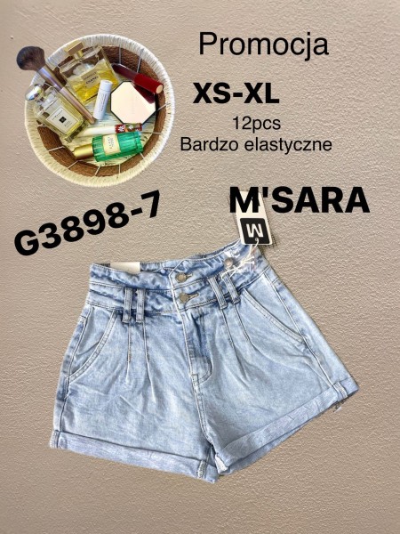 Spodenki jeansowe damskie M'sara, size xs-xl, paczka 12szt,