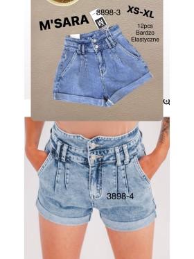 Spodenki jeansowe damskie M'sara, size xs-xl, paczka 12szt,