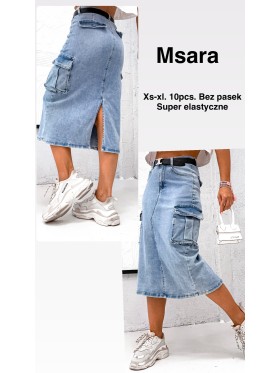 Spódnica długa Jeansowa damska M'sara, size xs-xl, paczka 10szt,