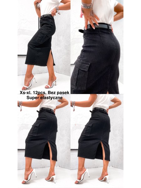 Spódnica długa Jeansowa damska , size xs-xl, paczka 12szt,
