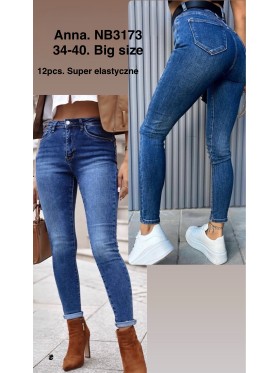 Jeansy damskie ,size 34-40, paczka 12szt,