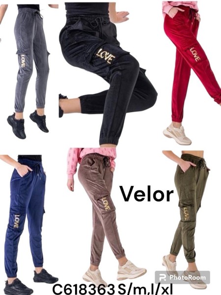 Spodnie welurowe damskie , size S-XL, paczka 12szt, mix kolor