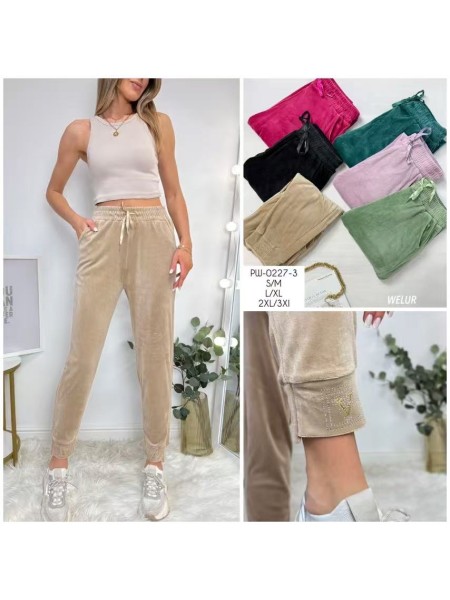 Spodnie welurowe damskie , size S-3Xl, paczka 12szt,MIX kolor