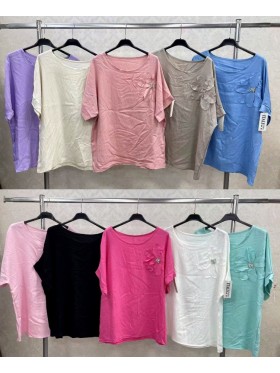 Bluzki damskie Włoski, size uni, paczka 6szt, mix kolor