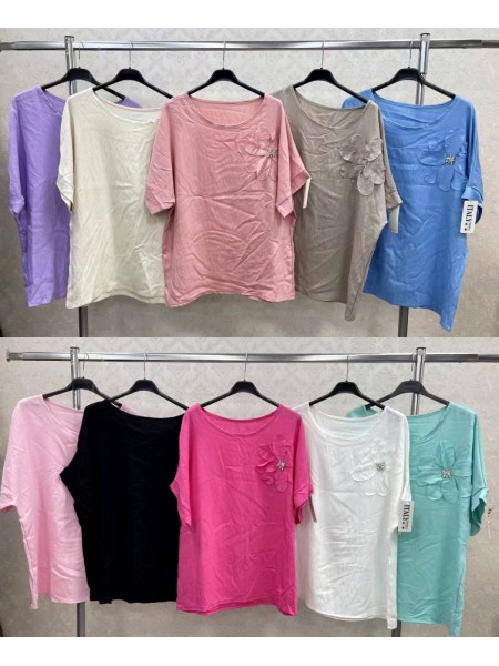 Bluzki damskie Włoski, size uni, paczka 6szt, mix kolor