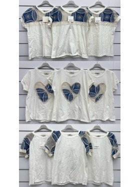 Bluzki damskie Włoskie , Size uni,paczka 6szt,mix kolor