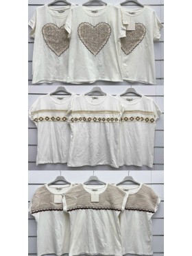 Bluzki damskie Włoskie , Size uni,paczka 6szt,mix kolor