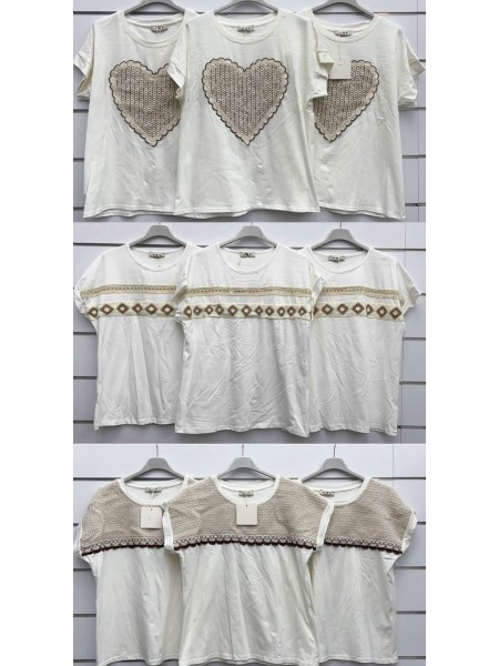 Bluzki damskie Włoskie , Size uni,paczka 6szt,mix kolor