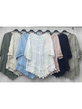 Bluzki damskie Włoski, size uni, paczka 6szt, mix kolor