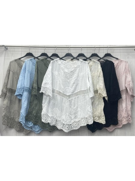 Bluzki damskie Włoski, size uni, paczka 6szt, mix kolor