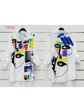 Koszule damskie Włoski, Oversize , paczka 6szt, mix kolor