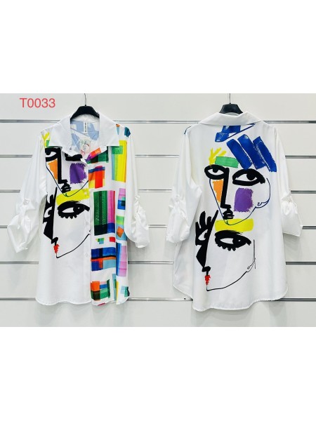 Koszule damskie Włoski, Oversize , paczka 6szt, mix kolor