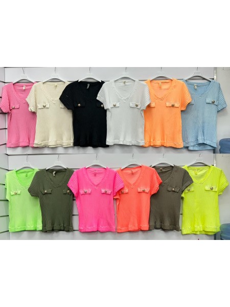 Bluzki damskie Włoski, size uni, paczka 6szt, mix kolor