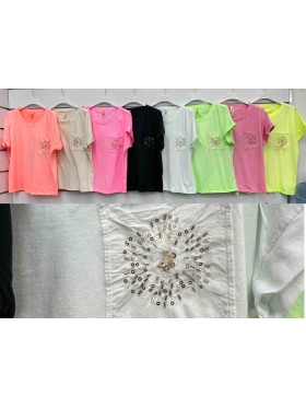 Bluzki damskie Włoski, size uni, paczka 6szt, mix kolor