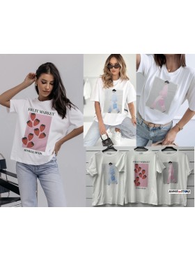 Bluzki damskie Włoskie , Size uni,paczka 6szt,mix kolor