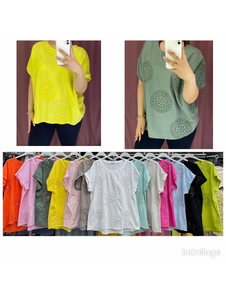 Bluzki damskie Włoskie , Size uni,paczka 6szt,mix kolor