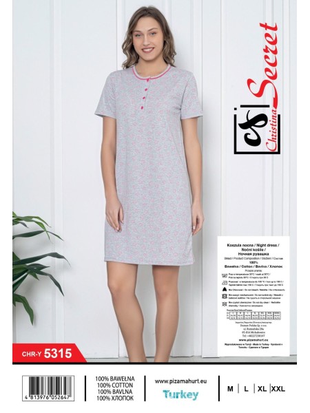 Koszule nocne damskie tureckie ,size m-2xl,paczka 12szt,jeden kolor