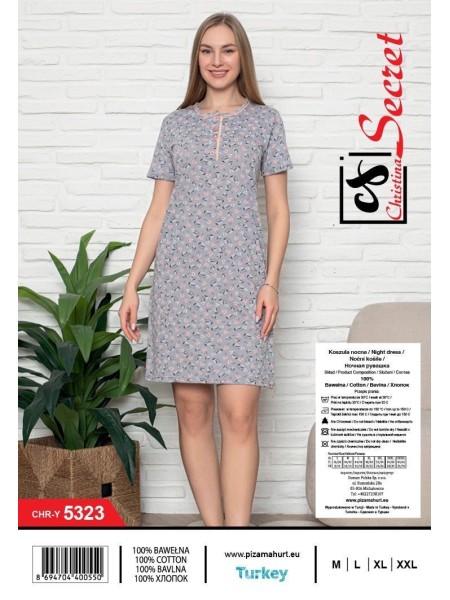 Koszule nocne damskie tureckie ,size m-2xl,paczka 12szt,jeden kolor