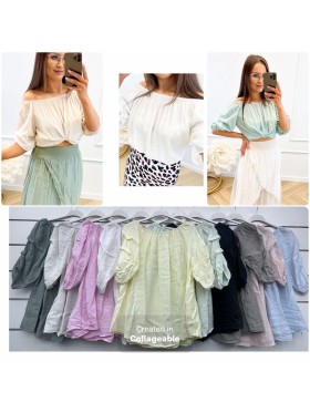 Bluzki damskie Włoskie , Size uni,paczka 6szt,mix kolor