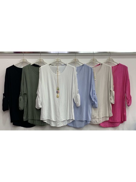 Bluzki  damskie Włoski ,size uni ,paczka 6szt ,mix kolor