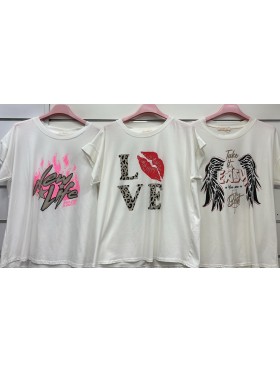 Bluzki damskie Włoski, size uni, paczka 6szt, mix kolor