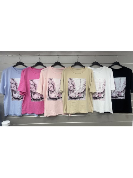 Bluzki damskie Włoski, size uni, paczka 6szt, mix kolor