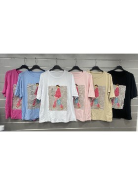 Bluzki damskie Włoski, size uni, paczka 6szt, mix kolor