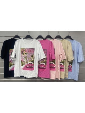 Bluzki damskie Włoski, size uni, paczka 6szt, mix kolor