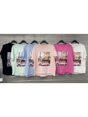 Bluzki damskie Włoski, size uni, paczka 6szt, mix kolor