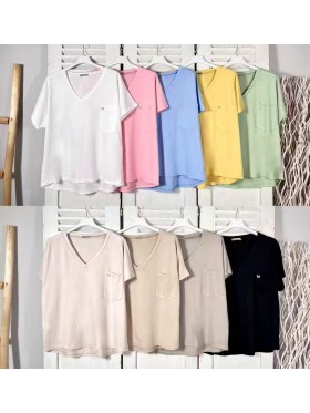 Bluzki damskie Włoski, size uni, paczka 6szt, mix kolor