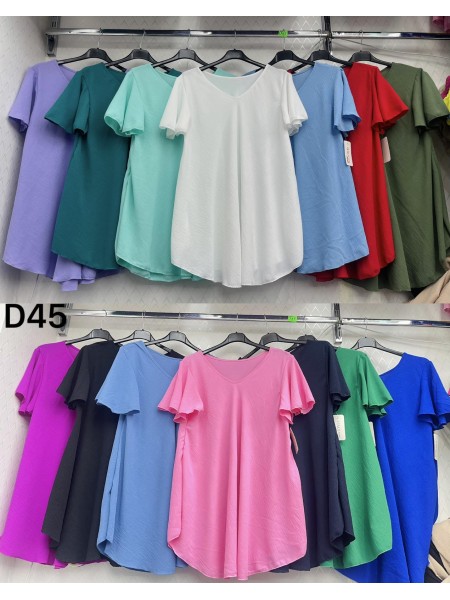 Bluzki damskie Włoski, size uni, paczka 6szt, mix kolor