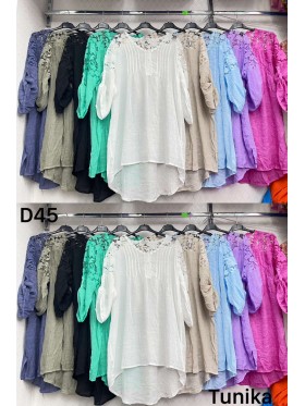 Tuniki damskie Włoski, size uni, paczka 6szt, mix kolor