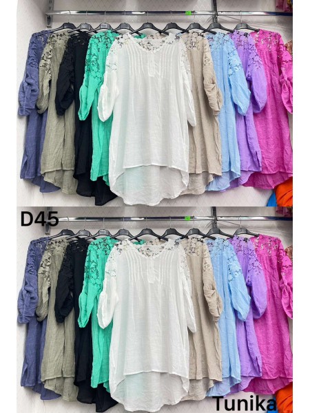 Tuniki damskie Włoski, size uni, paczka 6szt, mix kolor