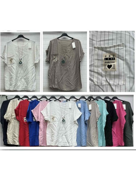 Bluzki damskie wloskie ,size uni ,paczka 6szt ,mix kolor