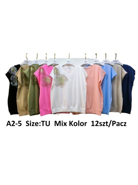 Bluzki damskie , size uni, paczka 12szt, mix kolor