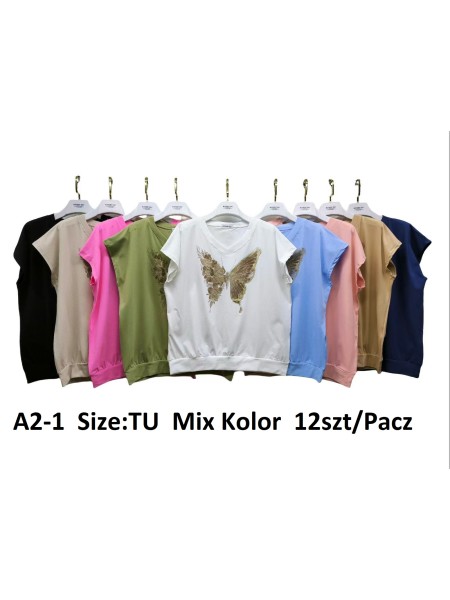 Bluzki damskie , size uni, paczka 12szt, mix kolor