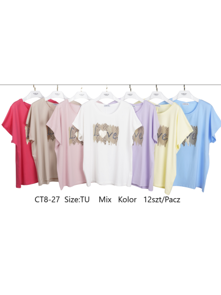 Bluzki damskie , size uni, paczka 12szt, mix kolor
