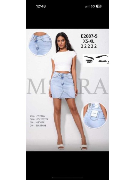Spódnica krótka jeansowa damska Msara,size xs-xl,paczka 10szt ,