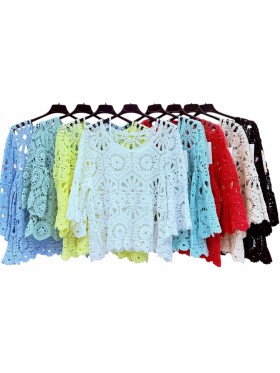 Bluzki damskie Włoskie,size uni,paczka 6szt ,mix kolor