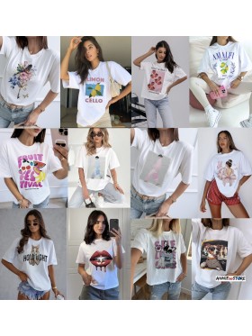 Bluzki damskie Włoskie , Size uni,paczka 6szt,mix kolor