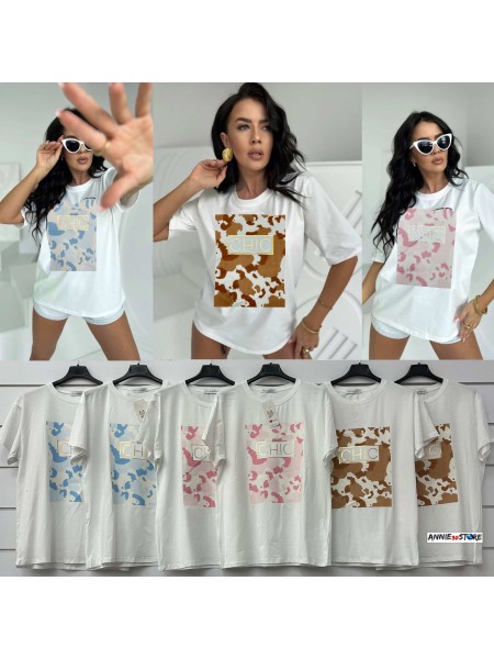 Bluzki damskie Włoskie , Size uni,paczka 6szt,mix kolor