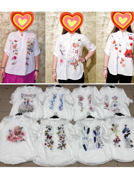 Bluzki damskie wloskie, Size uni,paczka 6szt,mix kolor