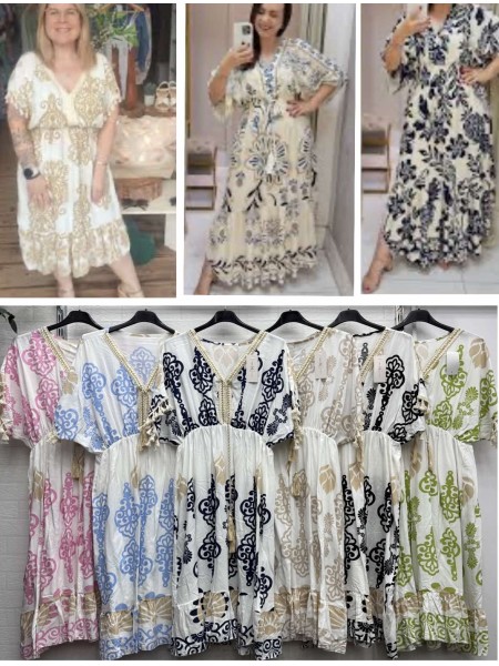 Sukienki damskie wloskie, Size uni,paczka 6szt,mix kolor